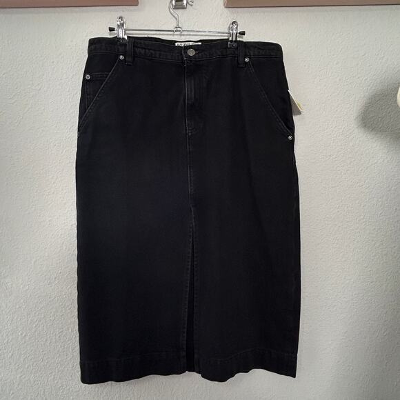 NEW Free People Wild Roses Midi Black Denim Jean Skirt Sz 31 Minimalist Capsule - Picture 10 of 10